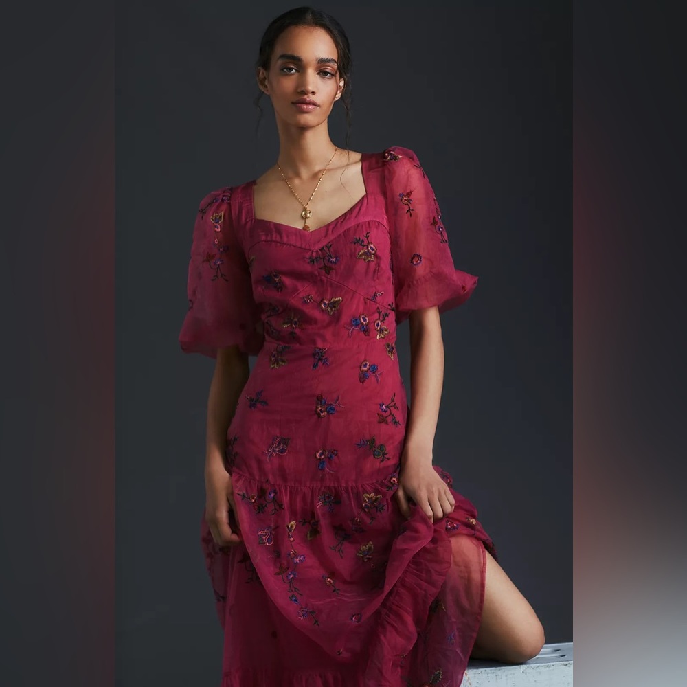 New Let Me Be Embroidered Maxi Dress By Anthropologie!!🔥🔥🔥 - Picture 2 of 16